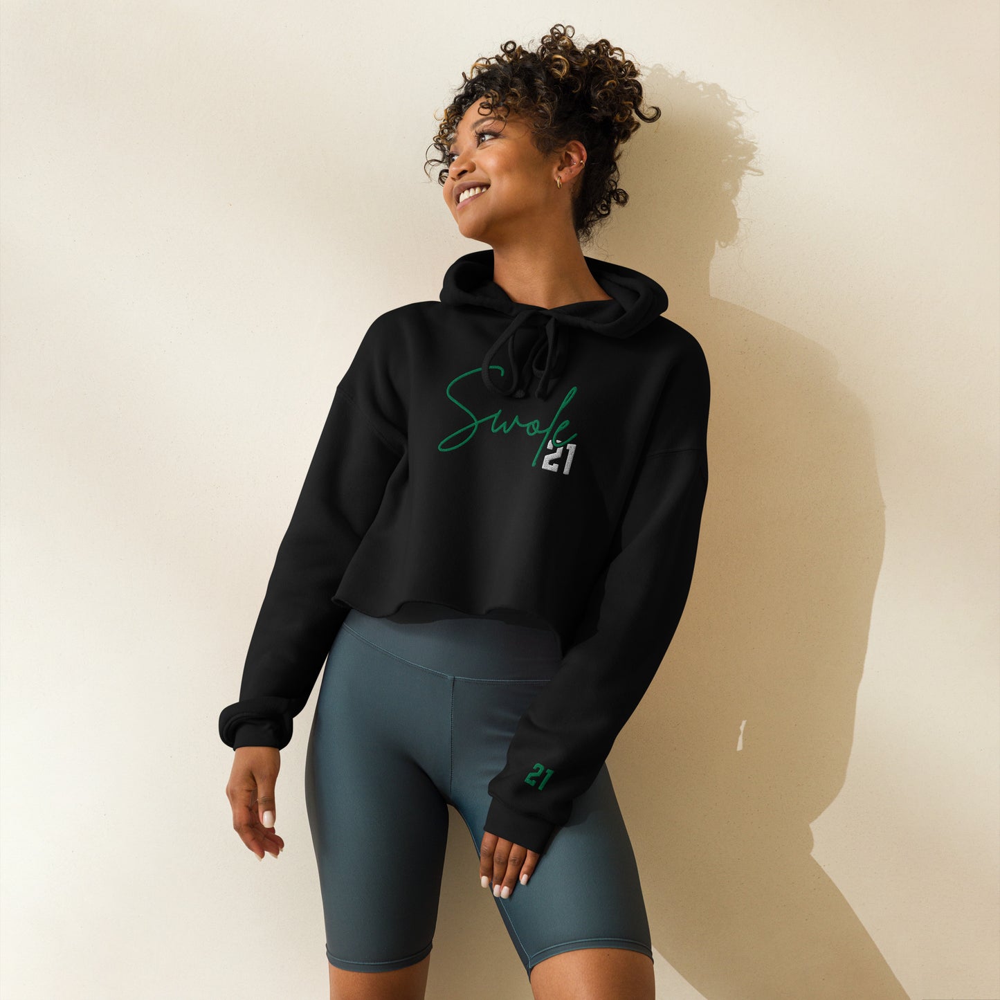 LADIES SWOLE21 EMBROIDERED CROP HOODIE